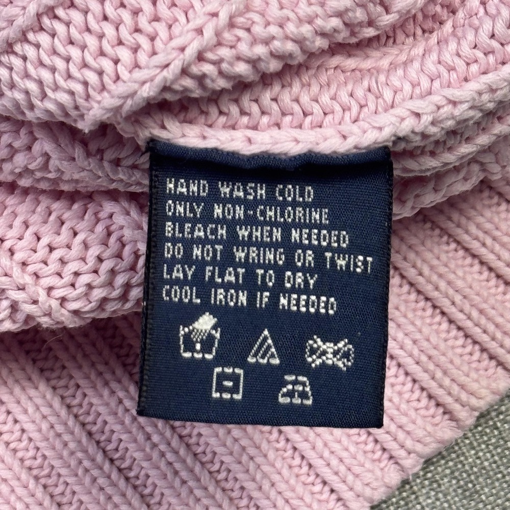 Ralph Lauren Cable-Knit Sweater Womens M Pink Cotton Pullover Embroidered Logo - Picture 3 of 10